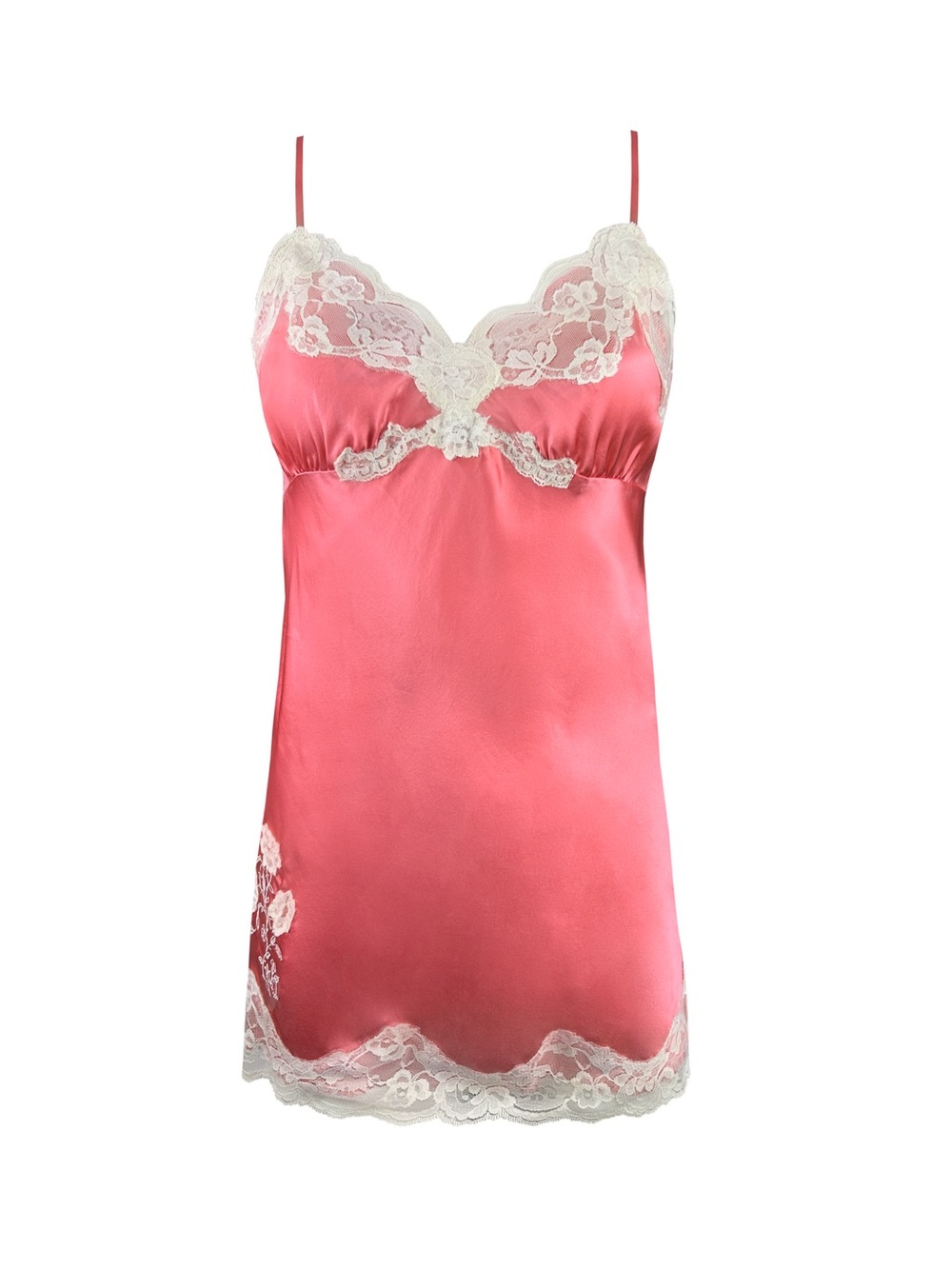 NWT Gold Hawk Women's Silk Lace Camisole Slip Top - Coral with Cream Lace Size M
